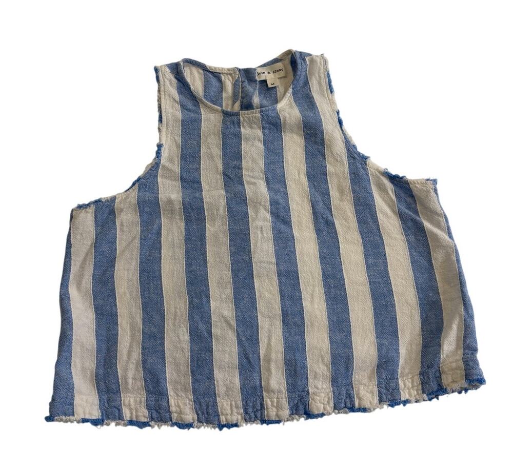 Anthropologie Cloth & Stone Linen Blend Striped Sleeveless Blouse Womens Medium